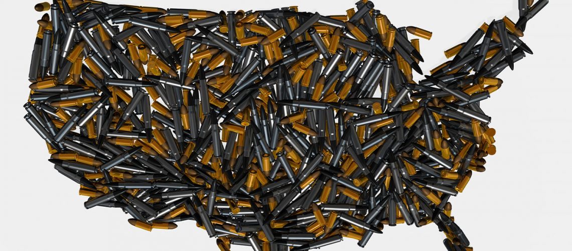 Rifle rounds make up the shape of the continental United States